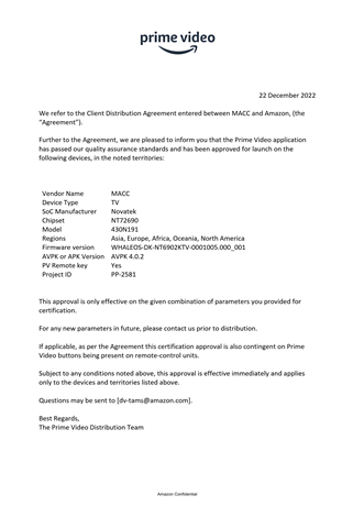 Approval Letter Novatek